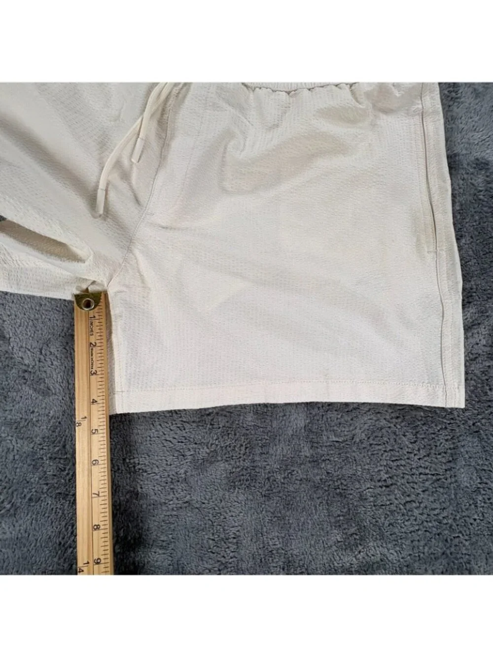 Zara Mens XL Cream Seersucker Swim Trunks Shorts Mesh Lined Drawstring 8574 467